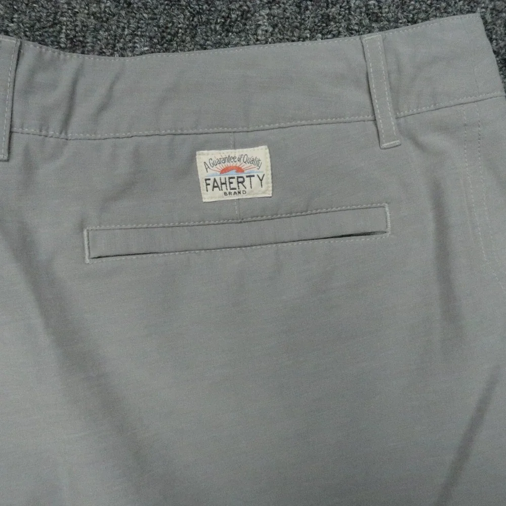 Faherty Shorts Mens 38 Gray All Day Chino Stretch Zip Pocket Lightweight *